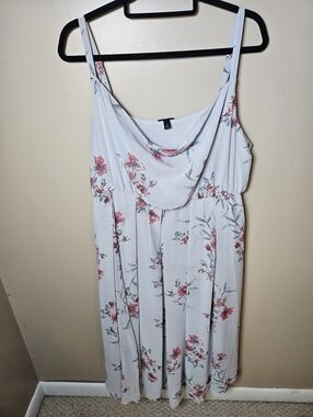 Torrid Gray Floral Lined Sheer Overlay Tank Flowy Midi Dress Plus 1X Spring